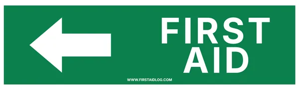 First Aid directional sign with left arrow