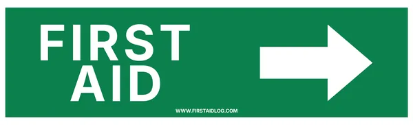 First Aid directional sign with right arrow