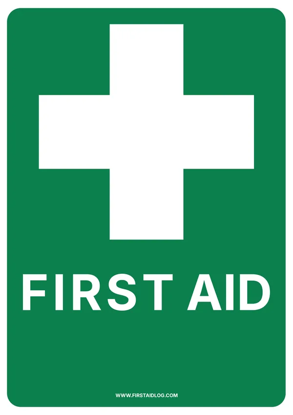 First Aid sign — green background with white cross